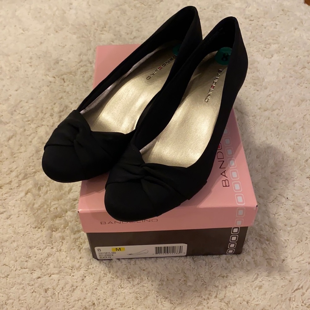 Black Satin Wedges